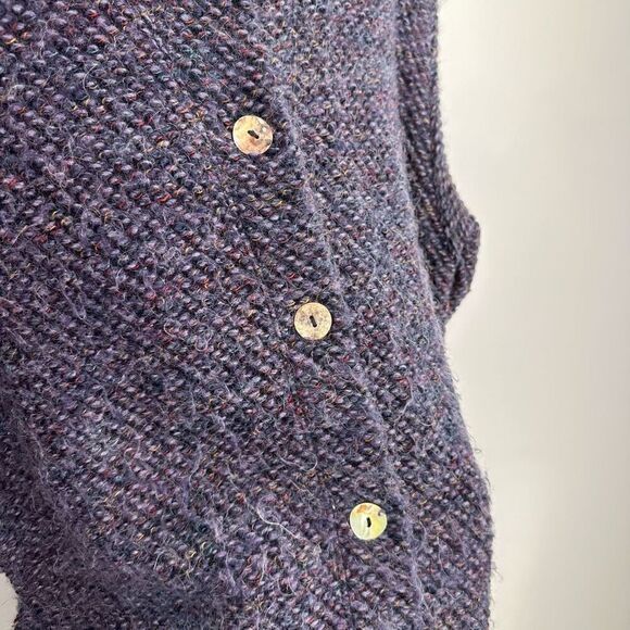 ViaVai Women’s Blue Multicolor Speckled Long Line Mohair Blend Cardigan Sweater - Picture 10 of 11